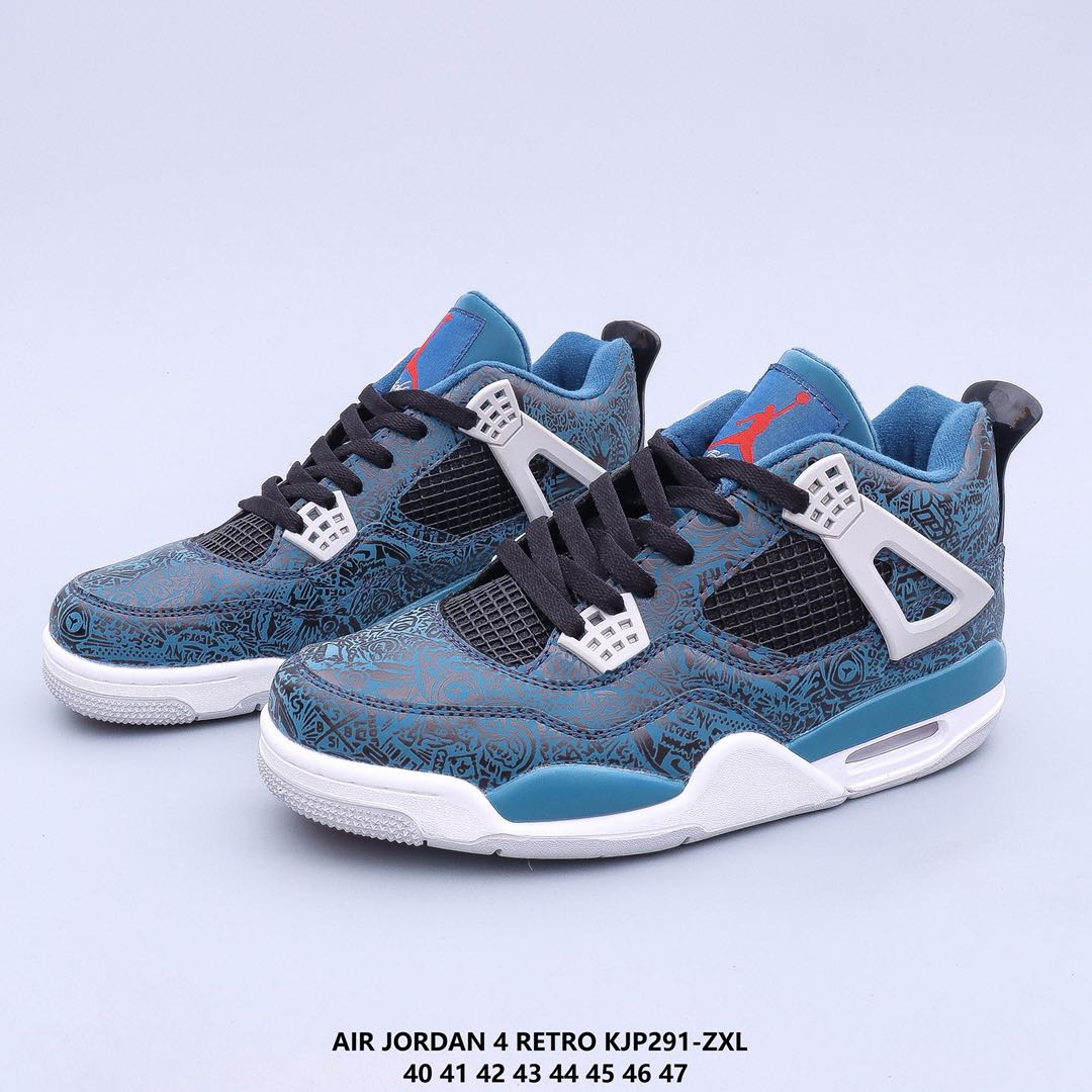 2020 Air Jordan 4 Retro Laser Blue White Shoes
